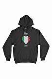 Roma İtalya Bayraklı Kalpli Siyah Sweatshirt Hoodie