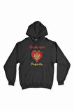Podgoritsa Karadağ Bayraklı Kalpli Siyah Sweatshirt Hoodie