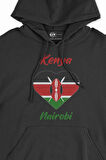 Nairobi Kenya Bayraklı Kalpli Siyah Sweatshirt Hoodie