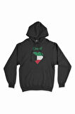 Kuveyt Bayraklı Kalpli Siyah Sweatshirt Hoodie