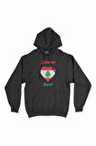 Beyrut Lübnan Bayraklı Kalpli Siyah Sweatshirt Hoodie