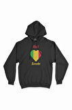 Bamako Bali Bayraklı Kalpli Siyah Sweatshirt Hoodie