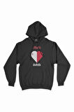 Valletta Malta Bayraklı Kalpli Siyah Sweatshirt Hoodie