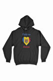 Kişinev Moldova Bayraklı Kalpli Siyah Sweatshirt Hoodie