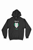 Abuja Nijerya Bayraklı Kalpli Siyah Sweatshirt Hoodie