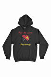 Port Moresby Papua Yeni Gine  Bayraklı Kalpli Siyah Sweatshirt Hoodie