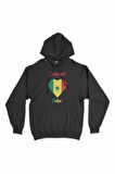 Dakar Senegal Bayraklı Kalpli Siyah Sweatshirt Hoodie