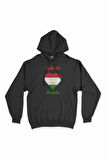 Duşanbe Tacikistan Bayraklı Kalpli Siyah Sweatshirt Hoodie