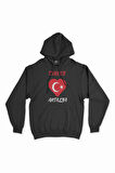 Antalya Türkiye Bayraklı Kalpli Siyah Sweatshirt Hoodie