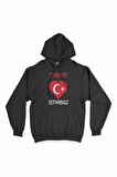 İstanbul Türkiye Bayraklı Kalpli Siyah Sweatshirt Hoodie