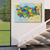 Harita Sepeti Türkiye Haritası Kanvas Tablo İl ve İlçeli Ayrıntılı Eğitici Komşulu Tablo 3004