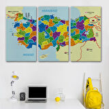 Harita Sepeti Türkiye Haritası Kanvas Tablo İl ve İlçeli Ayrıntılı Eğitici Komşulu Tablo 3004