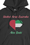 Abu Dabi Bayraklı Kalpli Siyah Sweatshirt Hoodie