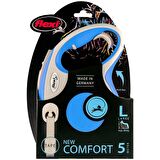 Flexi new comfort l boy şerit tasma large 5 metre otomatik şeritli köpek uzatma max 50kg mavi flexi
