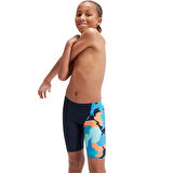 Speedo Allover V Cut Jammer Erkek Çocuk Yüzücü Mayo Lacivert-Turuncu
