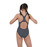 Speedo Endurance Baskılı Madalyalı Kız Çocuk Mayosu Lacivert-Beyaz
