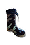 Konçlu Peluşlu Unisex Yağmur Çizmesi 36-40 Yeni Askeri Kamuflaj