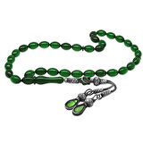  1000 Ayar Gümüş Kazaz Püsküllü Arpa Kesim Zümrüt Yeşil Ateş Kehribar Tesbih 