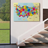 Harita Sepeti Türkiye Haritası Kanvas Tablo İl ve İlçeli Ayrıntılı Eğitici Komşulu Dekoratif Tablo 3005