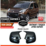Peugeot Partner Tepee 2012-2018 Uyumlu Batman Yarasa Ayna Kapağı Piano Black ABS Plastik Sağ Sol Takım