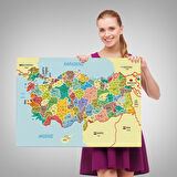 Harita Sepeti Türkiye Haritası Kanvas Tablo İl ve İlçeli Ayrıntılı Eğitici Komşulu Tablo 3006