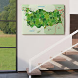 Harita Sepeti Türkiye Haritası Kanvas Tablo İl ve İlçeli Ayrıntılı Eğitici Komşulu Tablo 3007