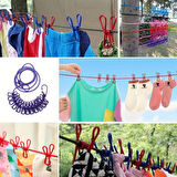 celikavm® Taşınabilir Seyahat Çamaşır İpi 12 Mandallı Klipsli Lastikli Çamaşır Mandalları