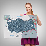 Harita Sepeti Türkiye Haritası Kanvas Tablo İl ve İlçeli Ayrıntılı Eğitici Komşulu Tablo 3009