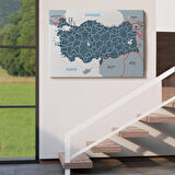 Harita Sepeti Türkiye Haritası Kanvas Tablo İl ve İlçeli Ayrıntılı Eğitici Komşulu Tablo 3009