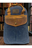 Vintage Deri Kanvas Su Geçirmez Disayn Unisex Gezi Okul Kamp Seyahat Sırt Çantası 28x39cm