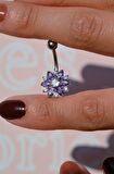 Lotus Çiçek Çelik Göbek Piercing