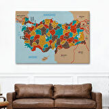 Harita Sepeti Türkiye Haritası Kanvas Tablo İl ve İlçeli Ayrıntılı Eğitici Komşulu Tablo 3010