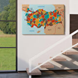 Harita Sepeti Türkiye Haritası Kanvas Tablo İl ve İlçeli Ayrıntılı Eğitici Komşulu Tablo 3010