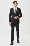 Erkek Siyah Slim Fit Dar Kesim Mono Yaka Takım Elbise