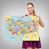 Harita Sepeti Türkiye Haritası Kanvas Tablo İl ve İlçeli Ayrıntılı Eğitici Komşulu Tablo 3011