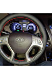 DİKİŞLİ DİREKSİYON KILIFI SİYAH DERİ KIRMIZI DİKİŞLİ HYUNDAI İX35 İÇİN