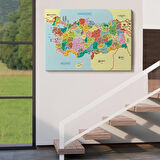 Harita Sepeti Türkiye Haritası Kanvas Tablo İl ve İlçeli Ayrıntılı Eğitici Komşulu Tablo 3012