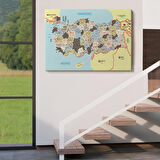 Harita Sepeti Türkiye Haritası Kanvas Tablo İl ve İlçeli Ayrıntılı Eğitici Komşulu Tablo 3013