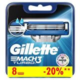 Gillette Mach 3 Turbo 8'li 3 Bıçaklı Tüm Cilt Tipleri İçin Bıçak Yedeği