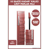 Maybelline New York Super Stay Vinyl Ink Uzun Süre Kalıcı Likit Parlak Ruj 115 Peppy
