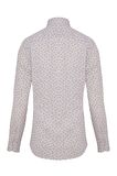 Kahverengi Desenli Slim Fit Keten Gömlek | XS