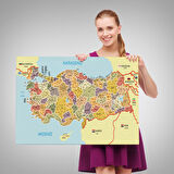 Harita Sepeti Türkiye Haritası Kanvas Tablo İl ve İlçeli Ayrıntılı Eğitici Komşulu Tablo 3014