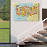 Harita Sepeti Türkiye Haritası Kanvas Tablo İl ve İlçeli Ayrıntılı Eğitici Komşulu Tablo 3014