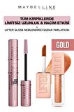 Maybelline Sky High Dev Limitsiz Kirpikler-Işıltılı Dolgun Dudaklar Makya Seti 019 Gold