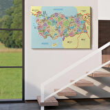 Harita Sepeti Türkiye Haritası Kanvas Tablo İl ve İlçeli Ayrıntılı Eğitici Komşulu Tablo 3016