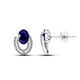 1,44 Karat Pırlantalı Safir Küpe