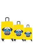 My Saraciye Valiz Kılıfı, Bavul Kılıfı Büyük, Orta, Kabin Boy Kılıf Seti, Pug Köpek 28