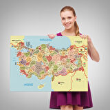 Harita Sepeti Türkiye Haritası Kanvas Tablo İl ve İlçeli Ayrıntılı Eğitici Komşulu Tablo 3017