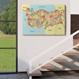 Harita Sepeti Türkiye Haritası Kanvas Tablo İl ve İlçeli Ayrıntılı Eğitici Komşulu Tablo 3017