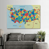 Harita Sepeti Türkiye Haritası Kanvas Tablo İl ve İlçeli Ayrıntılı Eğitici Komşulu Tablo 3019